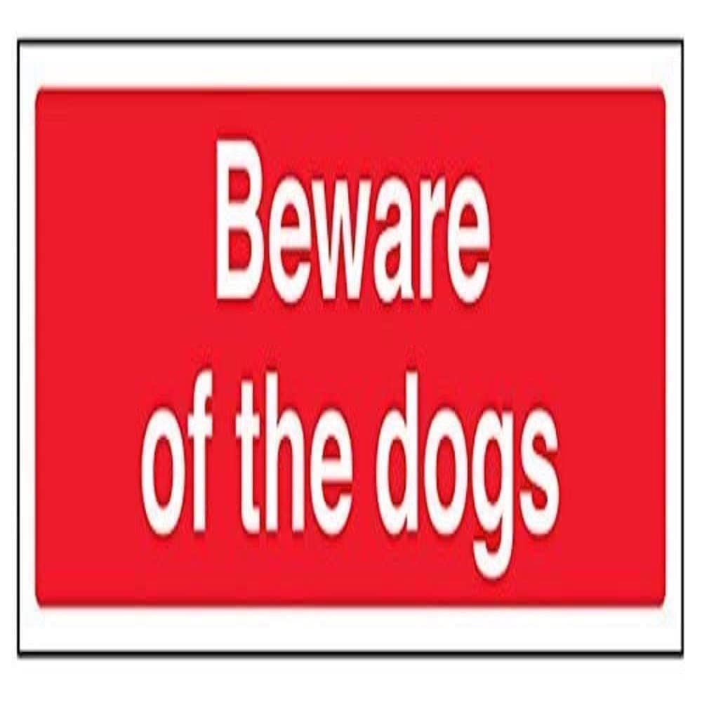 V Safety Beware Of The Dogs Sign - 300mm x 100mm - 1mm Rigid Plastic