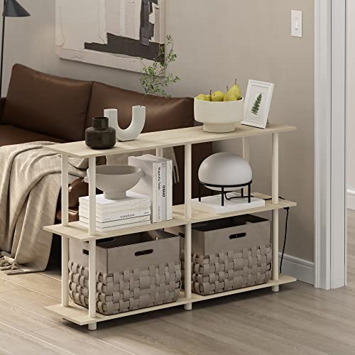 Furinno Turn-N-Tube No Tools 3-Tier Rectangle Side Display Rack, Bauhaus Oak/Beige #TOP1