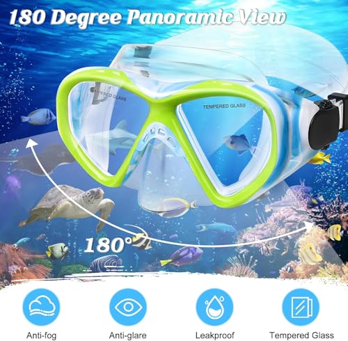 Image of Kids Swim Goggles Snorkel Diving Mask for Boys Girls Ages 5-15, Anti-Fog Swimming Goggles with Nose Cover