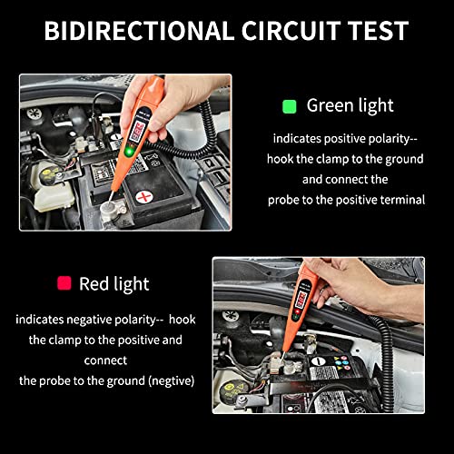 AWBLIN Automotive Test Light Digital LED Circuit Tester, 3-60V DC Auto Electric Tester Light Tool with Voltmeter and Probe for Checking Vehicle Car Truck Motorcycle Boat Fuses and Battery Voltage