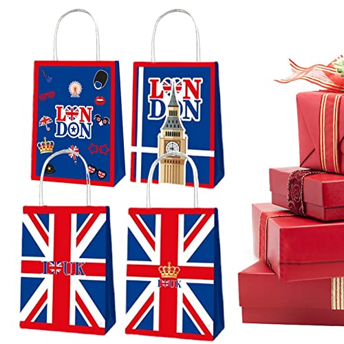 Anloximt Sacs Union Jack | Sacs en Papier Drapeau Britannique - 12 Sacs-Cadeaux réutilisables, Bureau pour Sac collationNoël