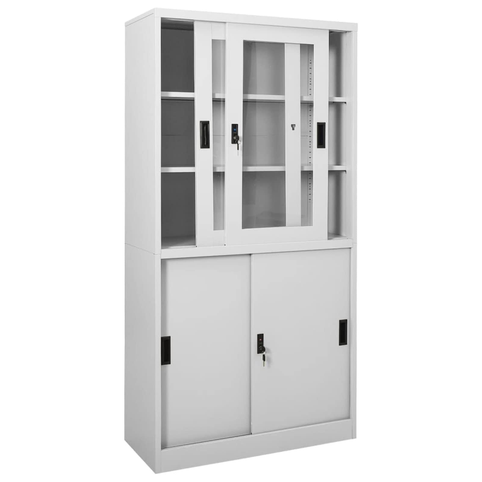 Gecheer Armadio con Anta Scorrevole Grigio Chiaro 90x40x180 cm Acciaio