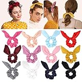 Varios colores: los lazos para el cabello a granel tienen 12 colores diferentes, cada color es vivo y brillante, no es necesario tomar una decisión difícil para elegir un color determinado. Con estos diversos scrunchies de colores, puede elegir uno o más colores que desee.