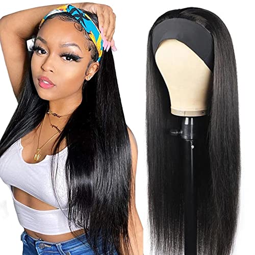 Image of ISEE Headband Wig Human Hair Glueless Straight Wig for Black Women 26 inch