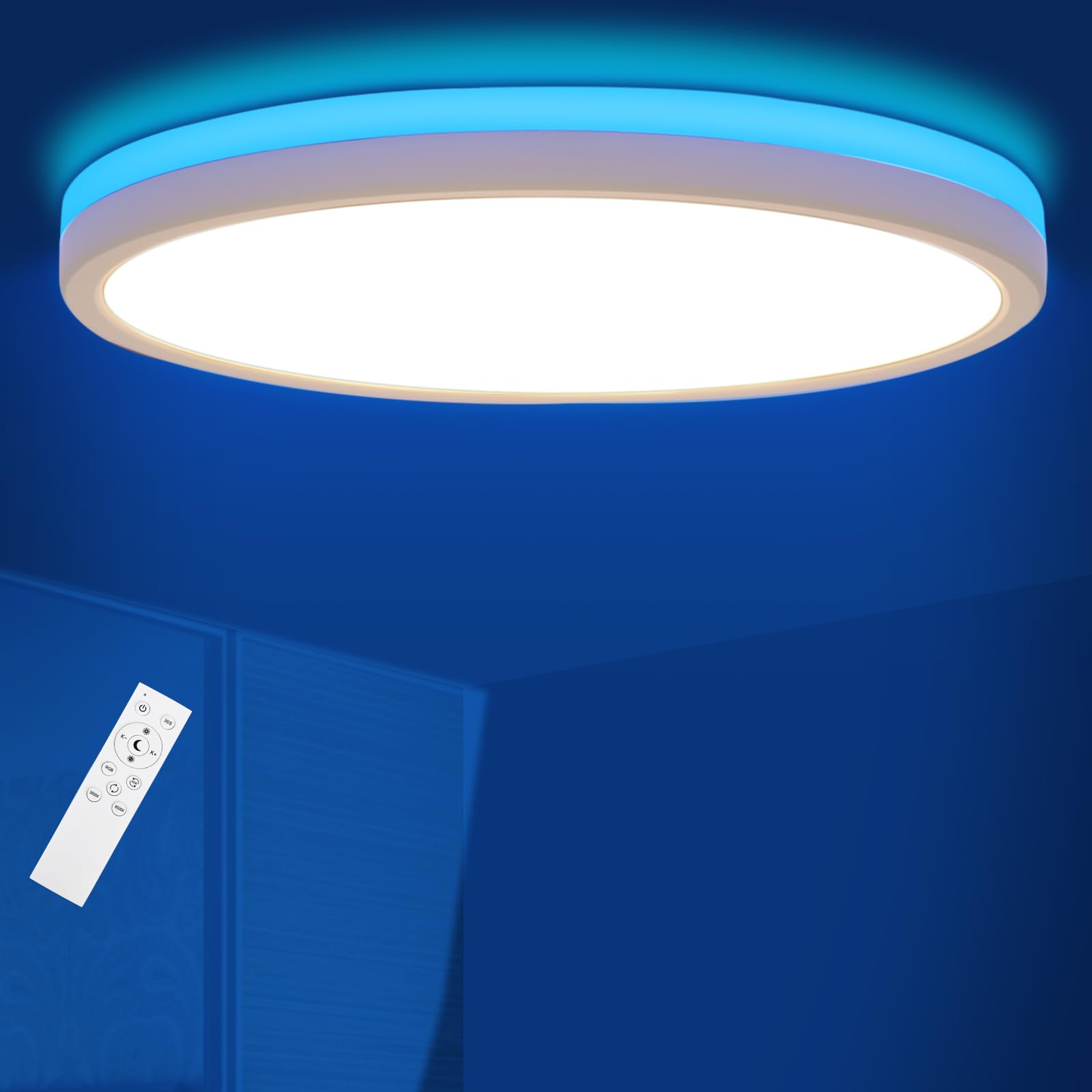 LEZOE LED Deckenleuchte dimmbar RGB Bürodeckenleuchte