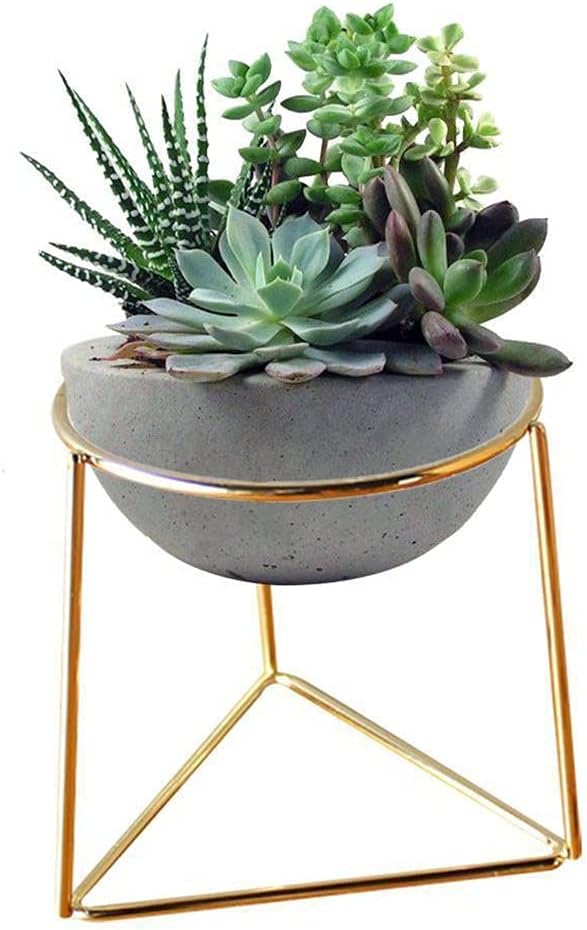 2 Pctraditional Geometric Decoration Flower Pot Geometric Metal Rack Plant Care Display Holder