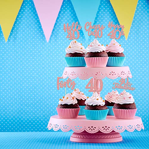 36Pcs 40Th Birthday Cupcake Toppers Glitter Hello 40 Cupcake Picks Forty Cheers To 40 Fabulous Cupcake Topper For 40Th Birthday Wedding Anniversary Party Cake Decorations Supplies Rose Gold #TOP3