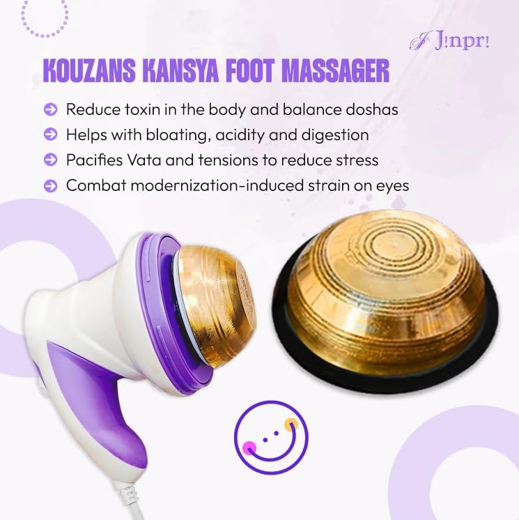 Jinpri Kansya Foot Massager for Pain Relief & Relaxation β Electric Foot Therapy Machine with Interchangeable Heads for Improved Circulation & Stress Relief (White & Purple) 3