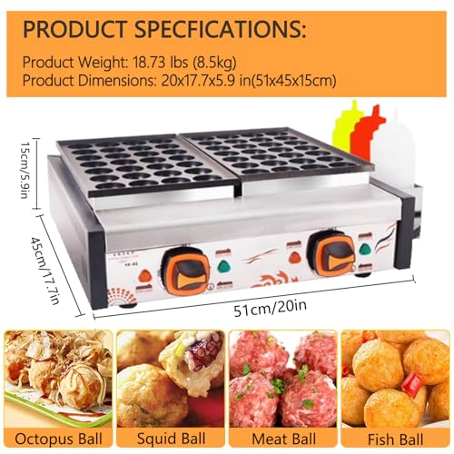 Máquina eléctrica comercial para Takoyaki de 56 hoyos miniatura 5