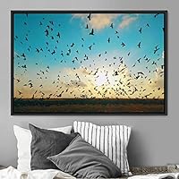 Framed Canvas Wall Art Flying Together Birds Farmhouse/Country Group Group Multicolor Photography Realism Relax/Calm Warm - 16x24 inches