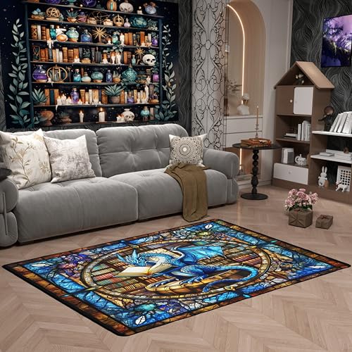 Tapete decorativo para niños con diseño dragón azul 198x157 cm miniatura 2