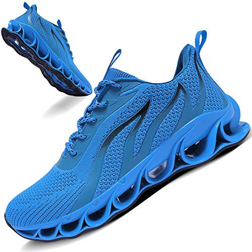 TIAMOU Running Shoes Men Walking Non Slip Blade Type Sneakers Blue