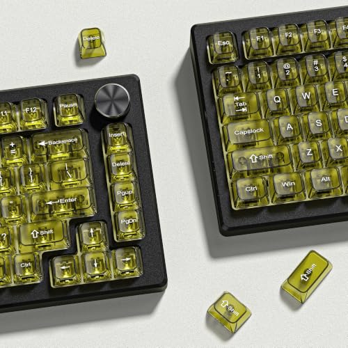 Image of dagaladoo Clear keycaps,Transparent Keyboard keycaps,Jelly Key caps Set,Shine Through keycap，MDA Profile Keyboard caps for Mx Switches Mechanical Keyboard(Dark Yellow)