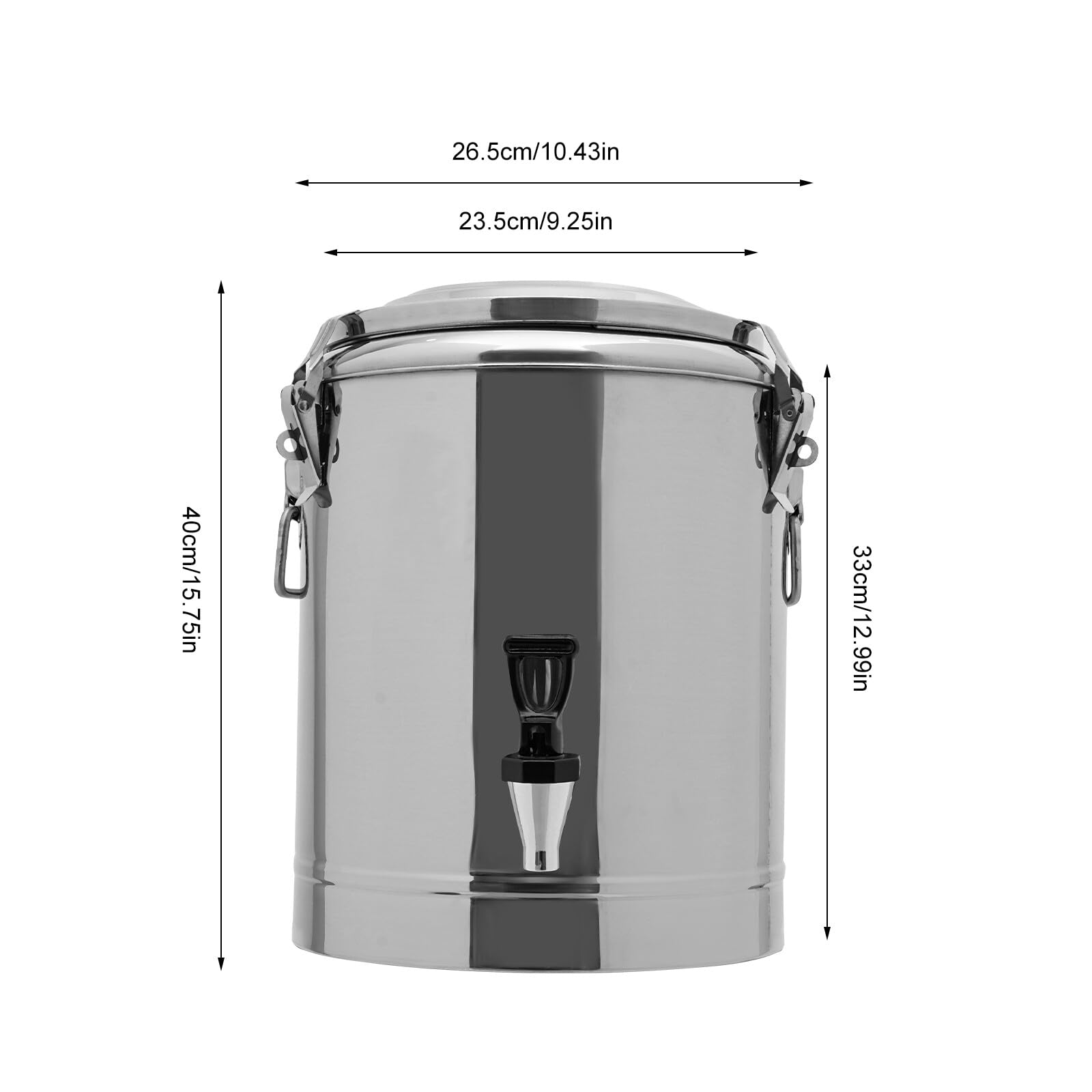 Cubo de acero inoxidable con tapa, 20 l, dispensador de bebidas con grifo, 26,5 x 40 cm | Tiempo de aislamiento: 8 h. Adecuado para guardar zumos de frutas, té y leche, etc