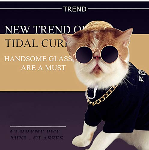 YOAVIP Cat Small Dog Cool Round Sunglasses Eyewear Photos Props Accessories Cosplay Glasses - Image 3