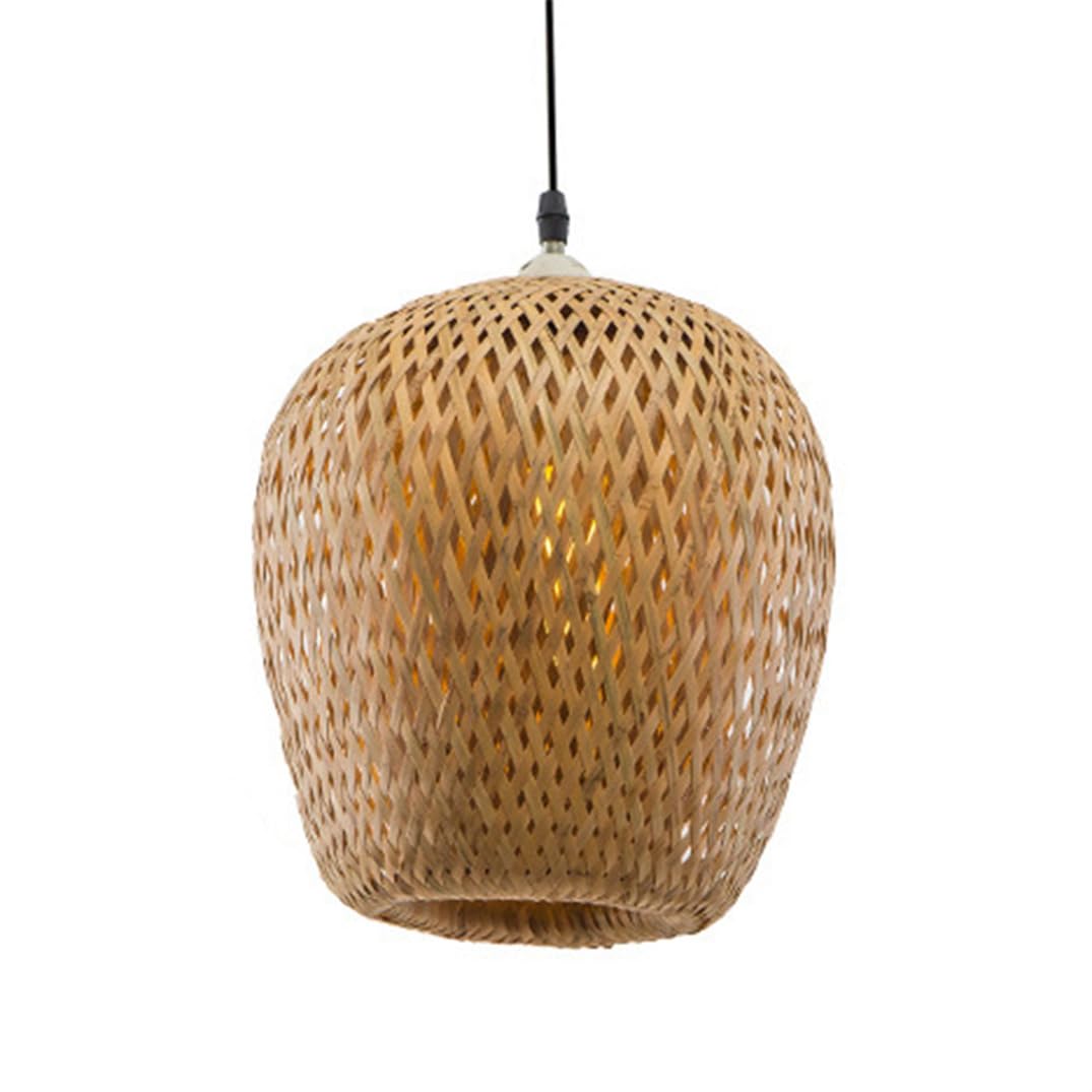 LQZCXMF Handwoven Bamboo Pendant Light Fixture Small Chandelier Boho Wicket Basket Hanging Lights Beige Basket Boho Light Fixture for Farmhouse Bedroom Living Adjustable Rattan Hanging Lamp