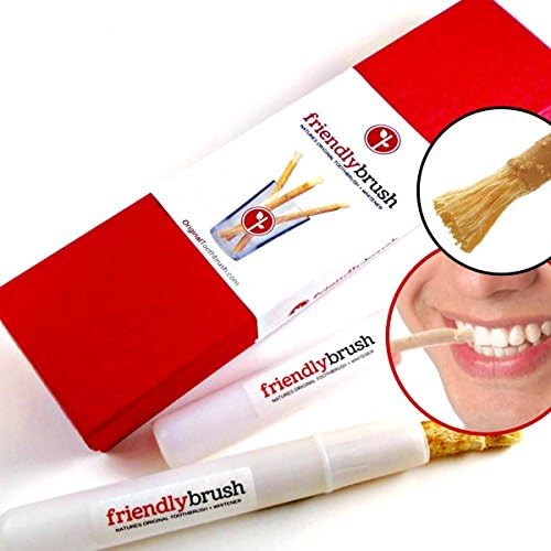 Gleaming White Teeth Naturally - Miswak Tooth Whitening Kit by Friendly Brush, Best All Natural Organic Toothbrush & Teeth Whitening System. (3 Month Kit)