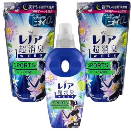 (本体530ml+詰替380mL×2個)レノア超消臭 1week SPORTSフレッシュシトラスの香り