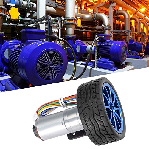 Image of DC 12V DIY Encoder Gear Motor 65mm Magnetic Gear Box with Motor Bracket Engine Wheel Kit Micro Reducer Motor Full Metal Gear Box, 333RPM Suitable for Smart Car Robot Model DIY