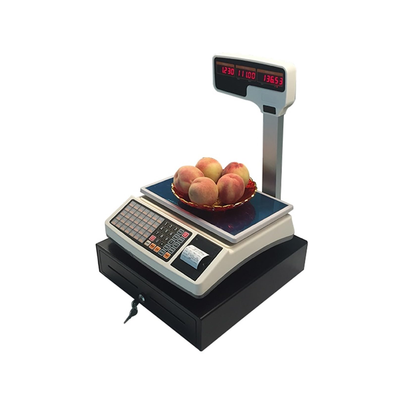 Digitale Waa, 30 kg, Küchenkassen-Belegwaa mit Software for POS-Einzelhandelsschäfte Einfach einzurichten(Cash box)