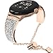 NINKI Sparkling Bracelet Compatible Google Pixel Watch Metal Bands for Women,Crystal Rhinestone Adjustable Thin Replacement Wristband Pixel Smart Watch Strap Band for Google Pixel Watch Band,Rose Gold
