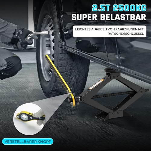 Image of Portable Car Jack 3 Ton, Heavy Duty Scissor Jack for Car-Black