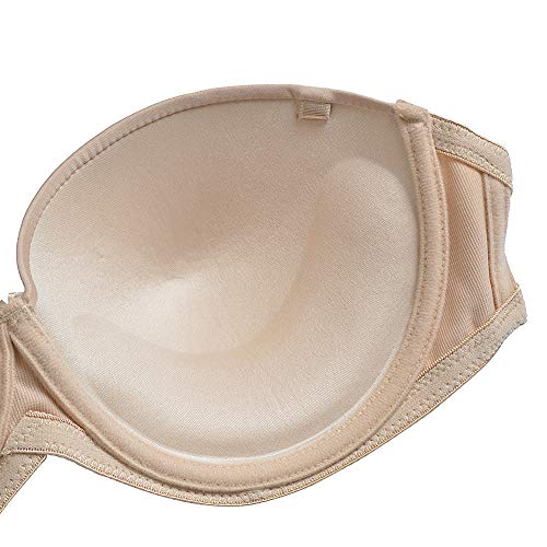 YANDW Strapless Lightly Padded Full Figured Coverage Bra Clear Back Multiway Invisible Straps Backless Brassiere for Women Nude, 36G - Image 6