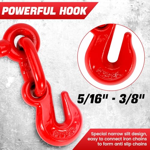 Image of 4 Pack Ratchet Chain Binder 3 /8 inch-1 /2 inch with G70 Hooks 9200 lbs WLL for Heavy Equipment, Farm, Construction, Industrial Hauling