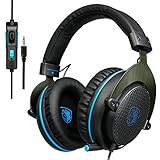 SADES Newest R3 Over-Ear Noise-isolating Stereo Gaming Headset Headband Headphones with Mic Volume-Control Deep Bass for PC Computers/Mac/Laptop/New Xbox One/PS4/Tablet/Phones-Black Blue