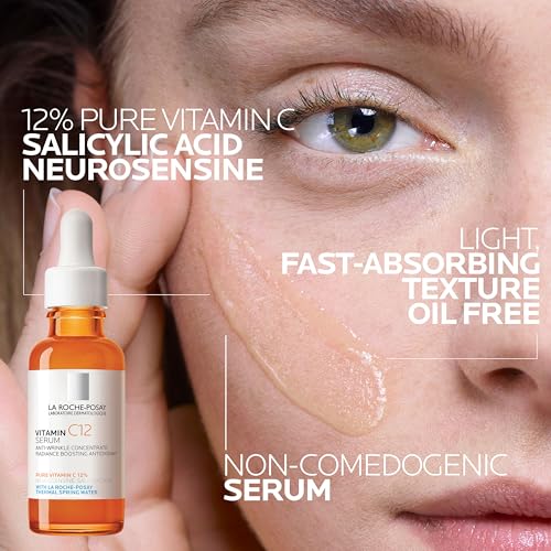 Image of La Roche-Posay Pure 12% Vitamin C Serum For Face With Hyaluronic Acid & Salicylic Acid, Hydrating Face Serum, Boost Radiance & Reduce Wrinkles, 2 Formulas for Normal or Oily Skin Control