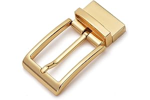 Reversible Pin Buckle Belt Replacement, Rectangular Black Gold Silver 1pc