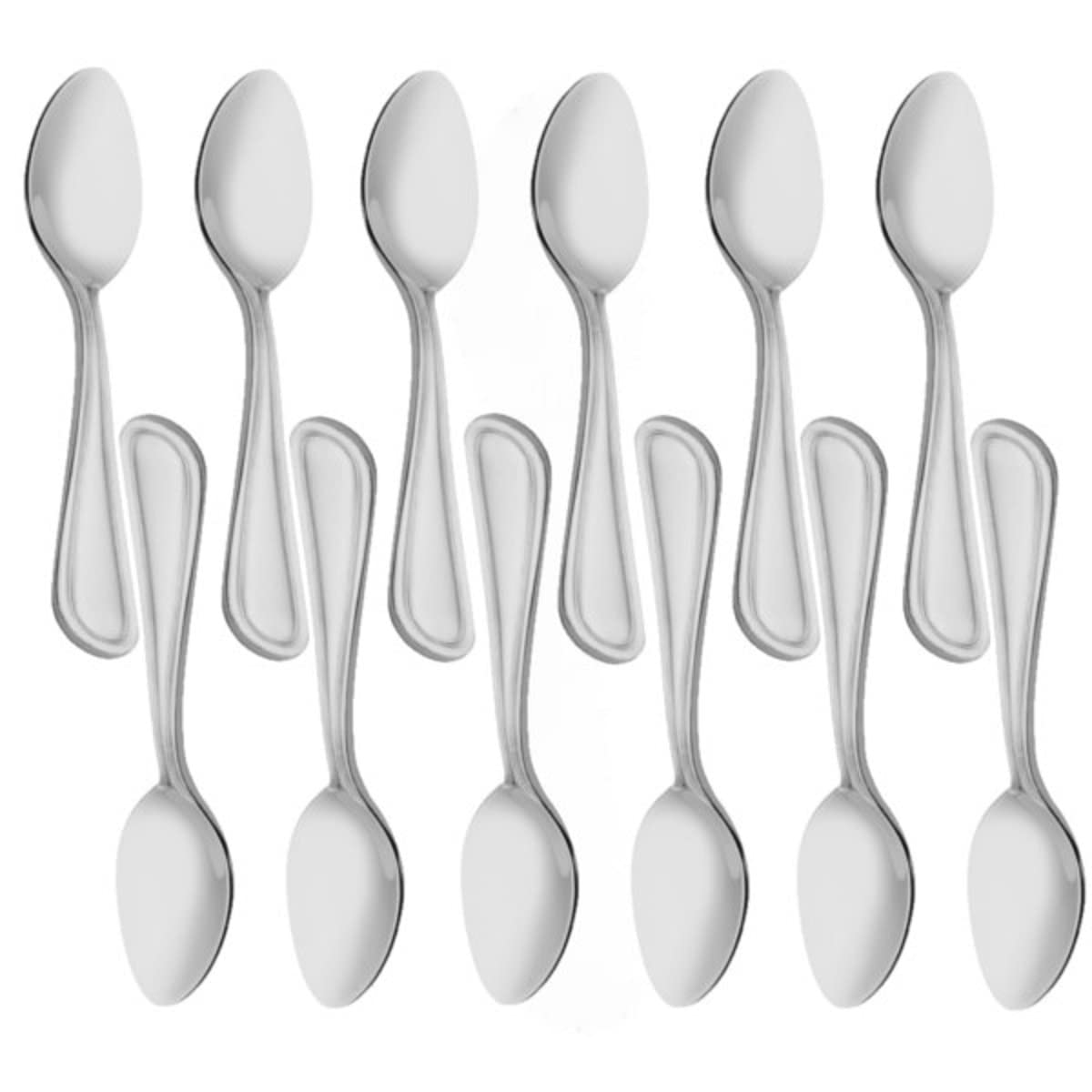 TrueCraftware- Set of 12 Stainless Steel Legend Sugar Spoon- Stainless Steel Flatware Silverware Cutlery Kitchen Tableware Set for Home and Restaurant for Stirring Coffee Dessert Ice Cream Cappuccino