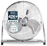 Pro Breeze® Large 20" Chrome Gym Floor Fan, 3 Speed Metal Pedestal Fan with Adjustable Fan Head, Powerful Air Circulation for Home, Gym, or Commercial Spaces