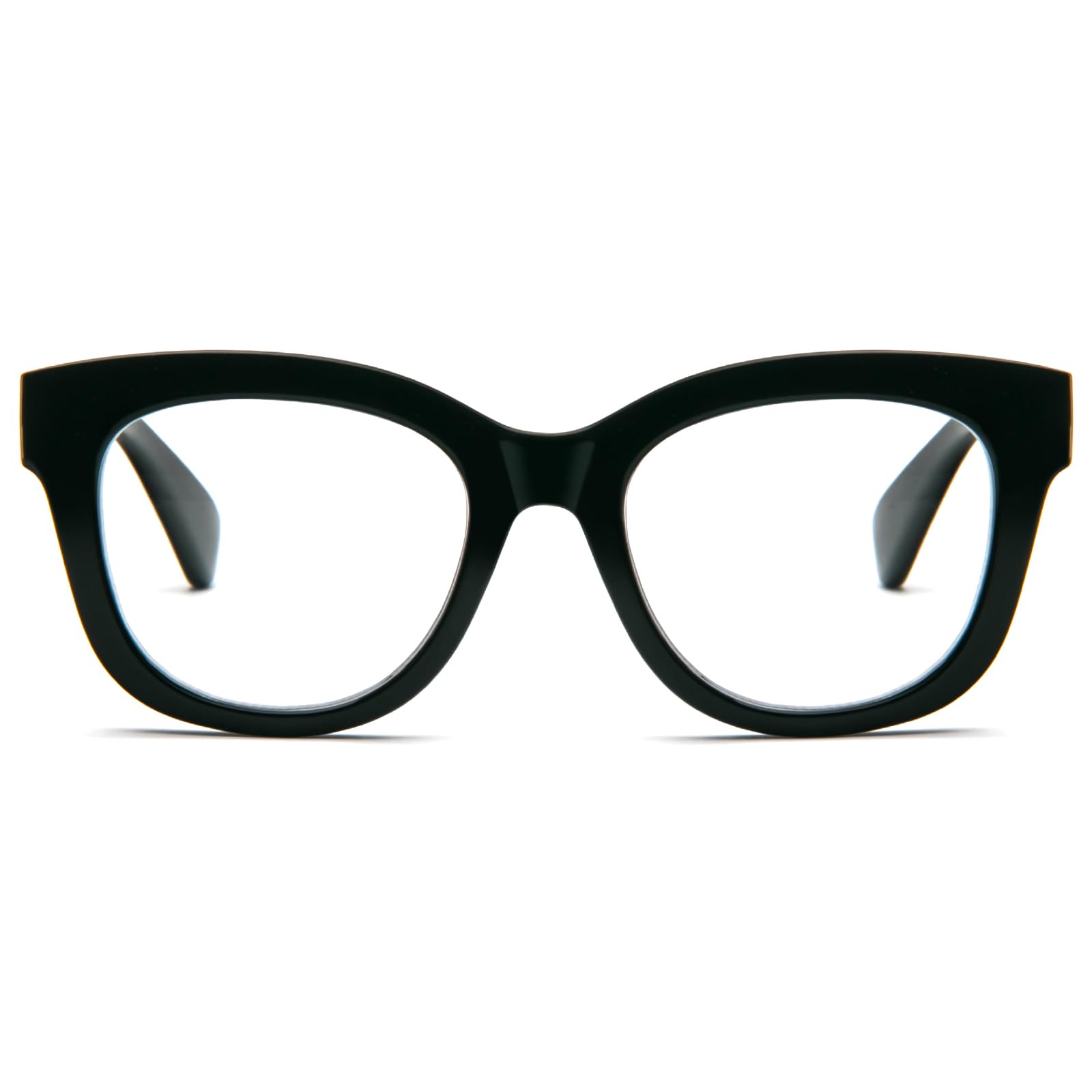 MMOWW Gafas de Lectura Redondas - Gafas de Lectura con Montura Redonda Anti Luz Azul Bisagras de Muelle Ordenador para Mujeres y Hombres (Negro, 2.0)