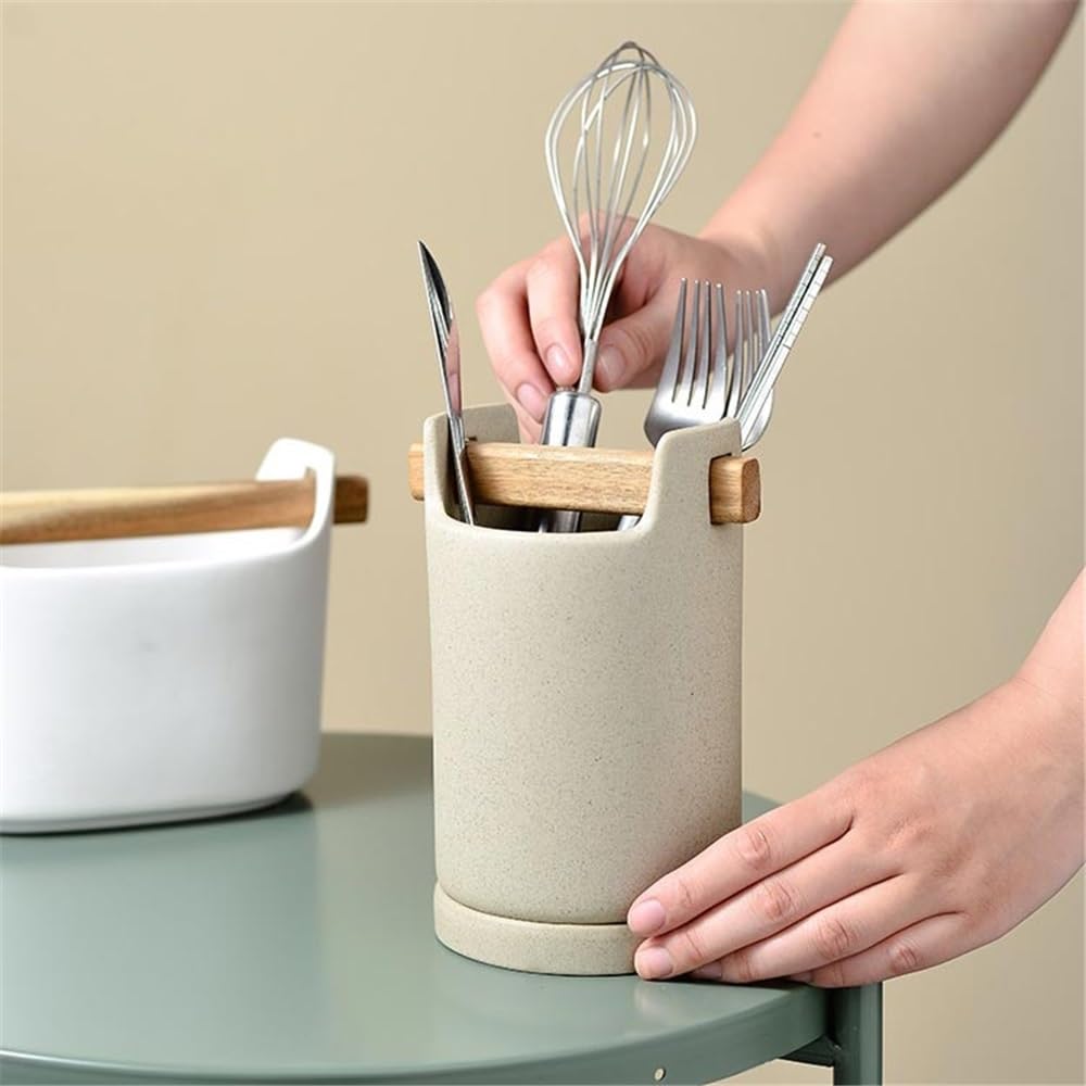 Porte-ustensiles cuisine Support à ustensiles de cuisine en céramique, pot, outil cuisson, organisateur spatules Organisateur couverts