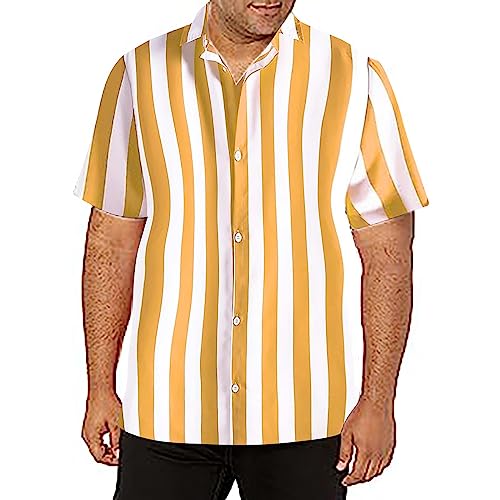Generisch Camisa hawaiana para hombre, culturismo, camisa de verano, camisa deportiva, transpirable, informal, playa, vacaciones, playa, informal, con botones, cuello reversible, camisa de manga corta