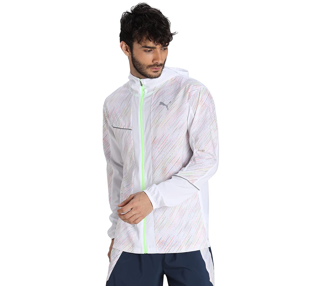 Puma Herren Run Graphic Hooded Jacket Laufbekleidung Laufjacke Weiß - L