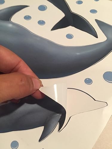 Miniatura 6 de Calcomanías de pared de océano de la familia de delfines, peces, calcomanías de decoración submarina para habitación de los niños, calcomanías de