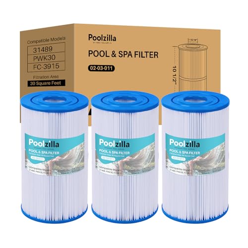 Poolzilla 3-Pack Replacement for Spa Filter C-6430, Pleatco PWK30, Filbur FC-3915, Unicel C-6430, APCC7095, PDC510-AFS, PKW30, SD-01242- Hot Tub Filter Cartridge (L x OD: 10 1/2” x 5 7/8”)