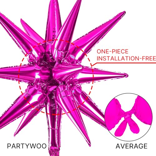 Image of PartyWoo Hot Pink Star Balloons 110pcs Different Sizes 18 12 10 5 Inch Pack 22 Inch Rose Pink Spike Star Foil Mylar Balloon Arch Kit for Birthday Wedding Party Decorations Pink-Y39