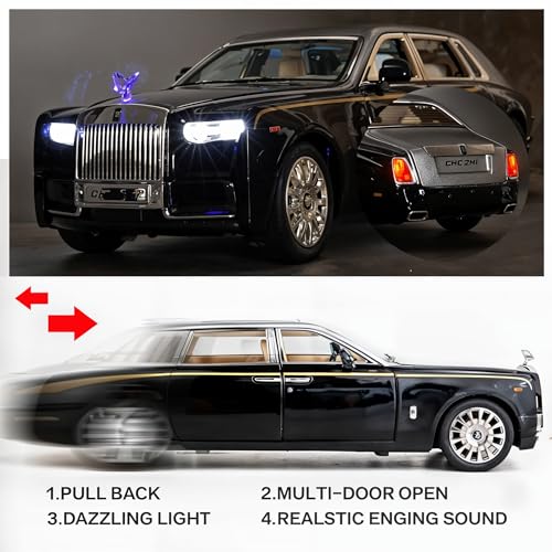 Image of Rolls-Royce Phantom Die-Cast Model Car | 1:32 Scale Luxury Collector's Item | Opening Doors & Boot | Pull-Back Function | LED Lights | Premium Alloy Metal Construction