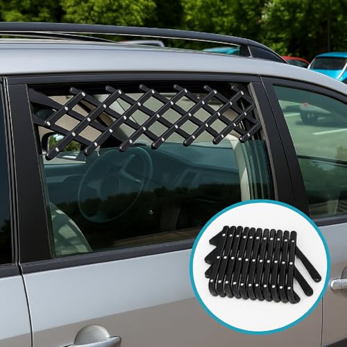 Preiswert&Gut Fenstergitter für Hunde – verstellbares Lüftungsgitter Breite: 24-70cm Höhe: 23-7cm, Autozubehör für frische Luft im PKW, sicherer Halt ohne Werkzeug