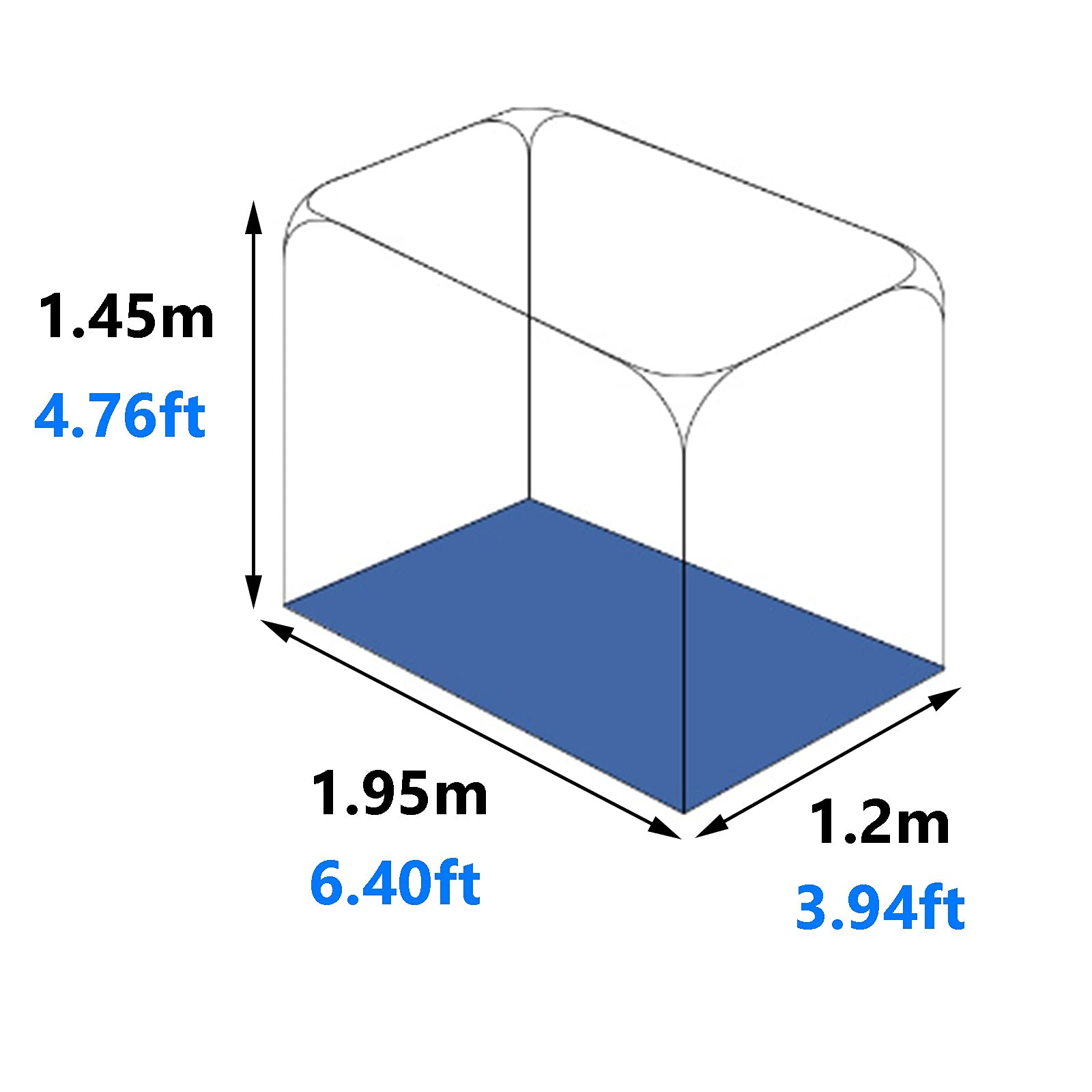 Mosquitera Plegable para Exteriores, mosquitera Plegable para el hogar, Ideal para jardín, Patio o Dormitorio, para Cama Individual o Doble (tamaño: 1,2 x 1,95 x 1,45 m).