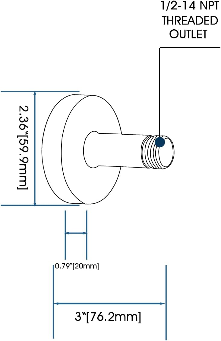 3 Inch Shower Arm with Flange and Stabilizer Bracket, Ceiling Mount Replacement Rain Shower Head 304 Stainless Steel Straight Arm For Fixed Shower Head, Chrome