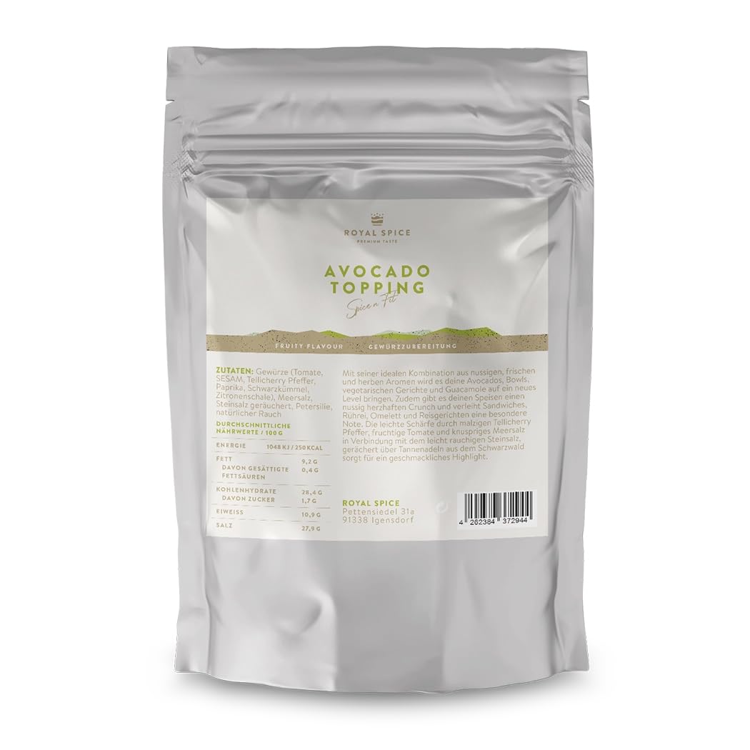 Royal Spice Avocado Topping - Avocado Gewürz & Topping für Avocados, zum Würzen von Bowls & vegetarischen Gerichten oder zum Abschmecken einer leckeren Guacamole - Spice n Fit (1kg)