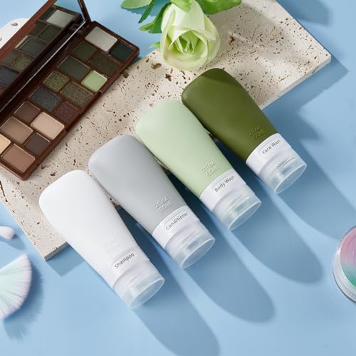 Image of INSFIT Travel Bottles for Toiletries, TSA Approved 3oz Travel Size Containers, BPA Free Leak Proof Squeezable Silicone Tubes for Shampoo Conditioner Lotion Body Wash with Labels