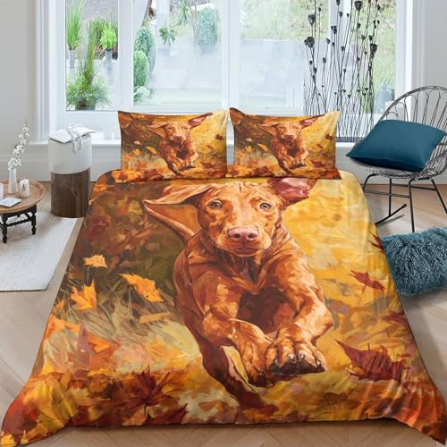 Housse de couette course de chiens d'automne 140x200 pour enfant