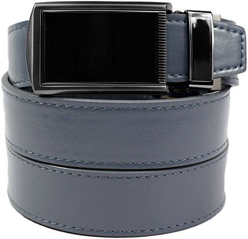 SlideBelts Men's Classic Belt with Premium Buckle (Grey Leather with Black Buckle, One Size)