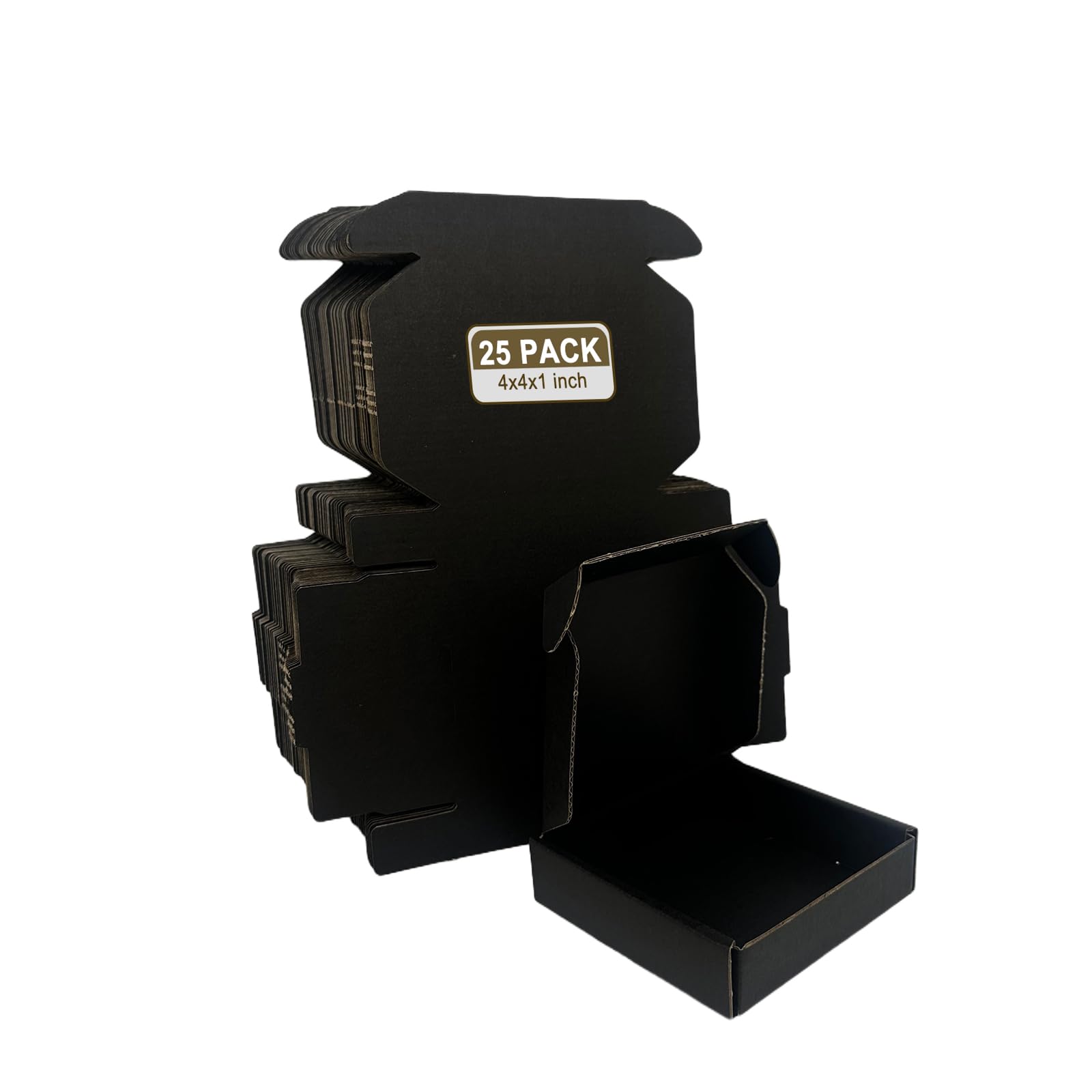 SZYANGDA Small Shipping Boxes 4x4x1, Set of 25, Black Corrugated Cardboard Box (YD441-25BK)