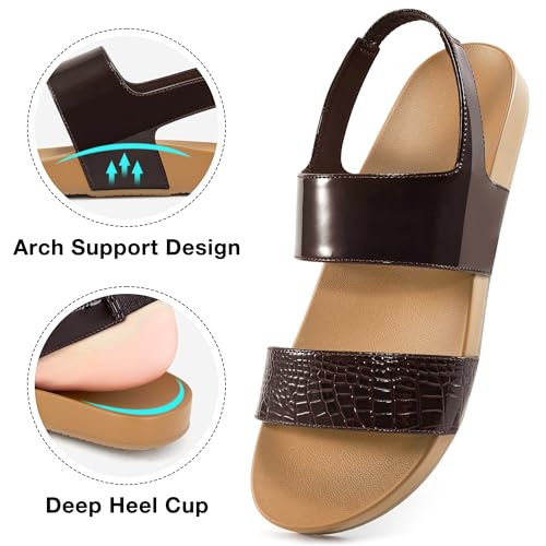 FUDYNMALC Womens Walking Sandals Comfortable: Summer Orthopedic Shoes Casual Slip On Footwear with Elastic Straps Outdoor Beach Flats4